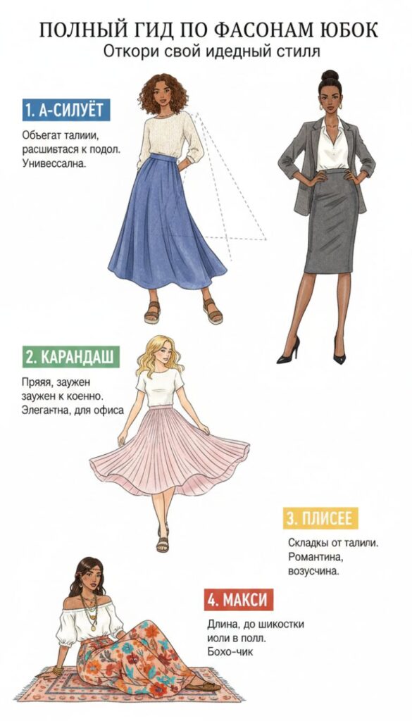 Полный гид по фасонам юбок