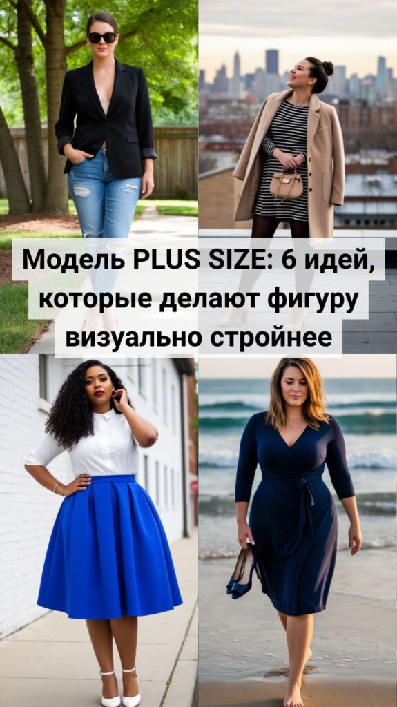 Модель PLUS SIZE: 6 идей, которые делают фигуру визуально стройнее