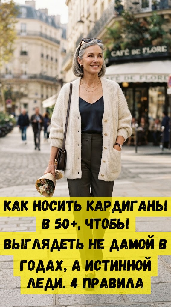 Как носить кардиганы в 50+, чтобы выглядеть не дамой в годах, а истинной леди. 4 правила