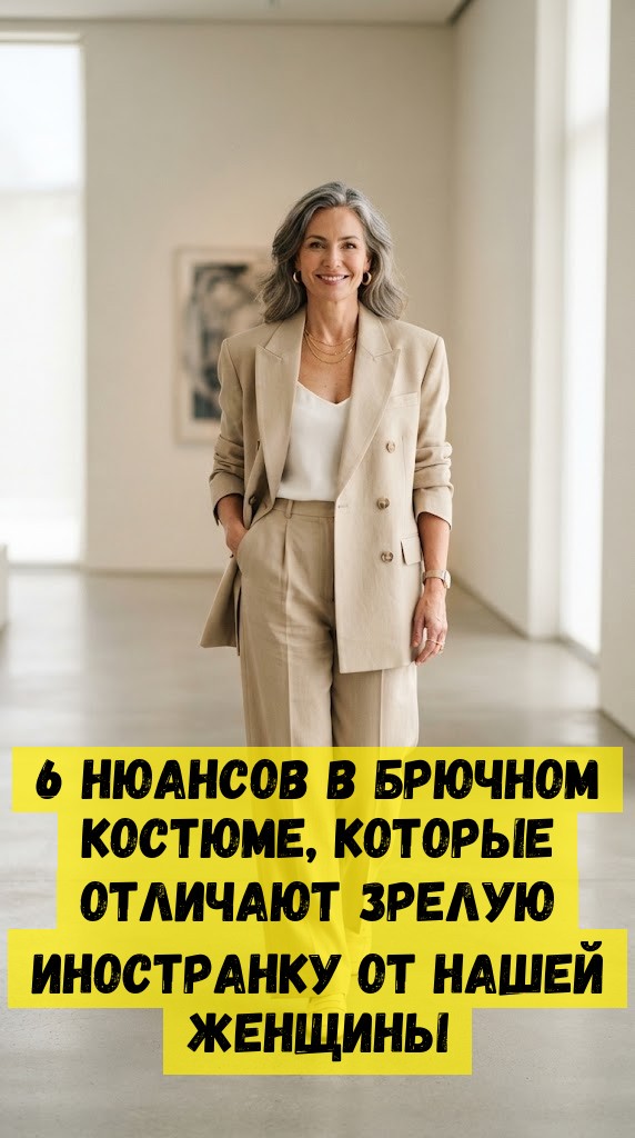 6 нюансов в брючном костюме, которые отличают зрелую иностранку от нашей женщины