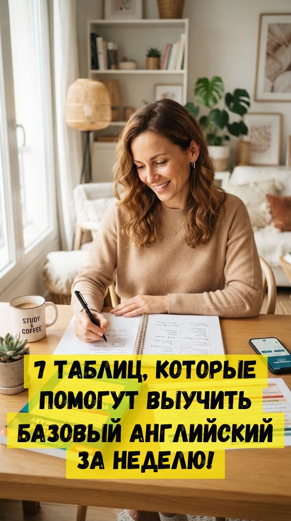 7 таблиц, которые помогут выучить базовый английский за неделю!