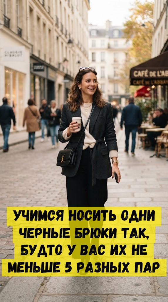 Учимся носить одни черные брюки так, будто у вас их не меньше 5 разных пар