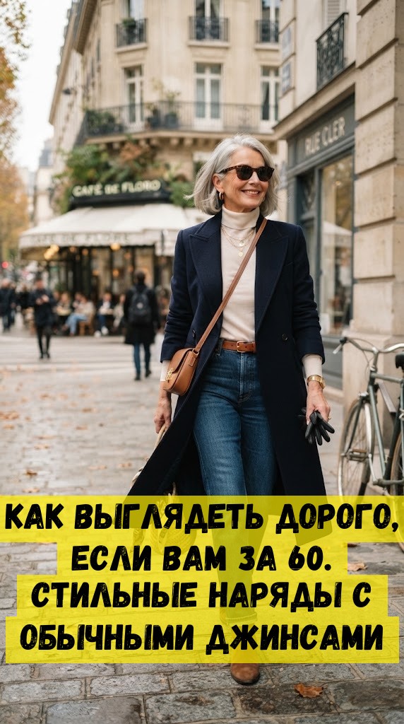 Как выглядеть дорого, если вам за 60. Стильные наряды с обычными джинсами
