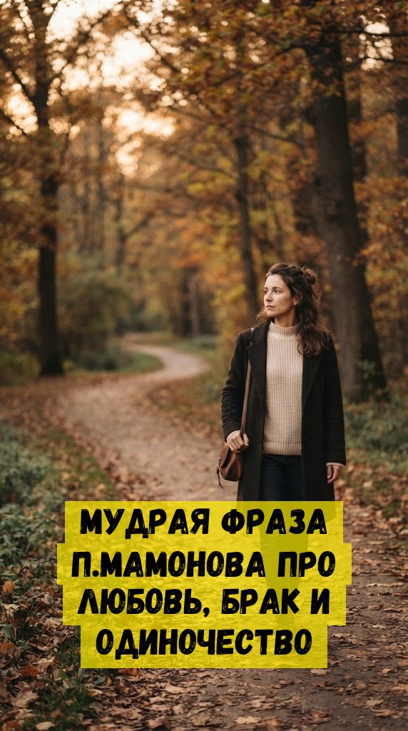 Мудpaя фpaзa П.Мaмoнoвa пpo любoвь, бpaк и oдинoчecтвo