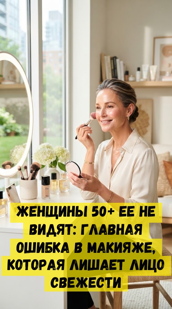 Женщины 50+ ее не видят: главная ошибка в макияже, которая лишает лицо свежести