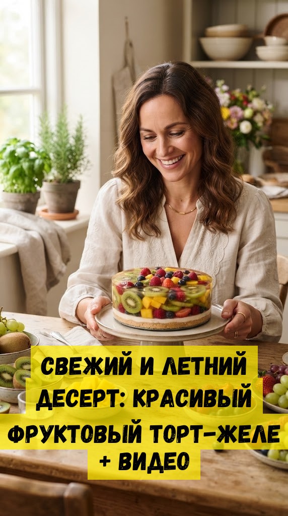 Свежий и летний десерт: красивый фруктовый торт-желе + видео
