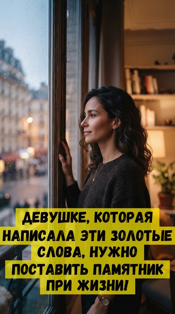 Девушке, которая написала эти ЗОЛОТЫЕ слова, нужно поставить памятник при жизни!