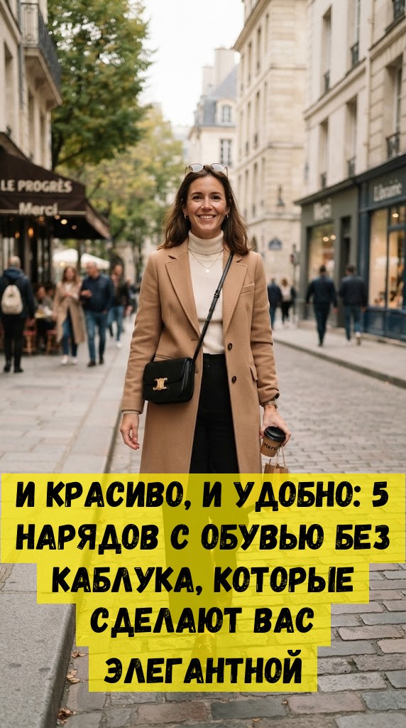 И красиво, и удобно: 5 нарядов с обувью без каблука, которые сделают вас элегантной