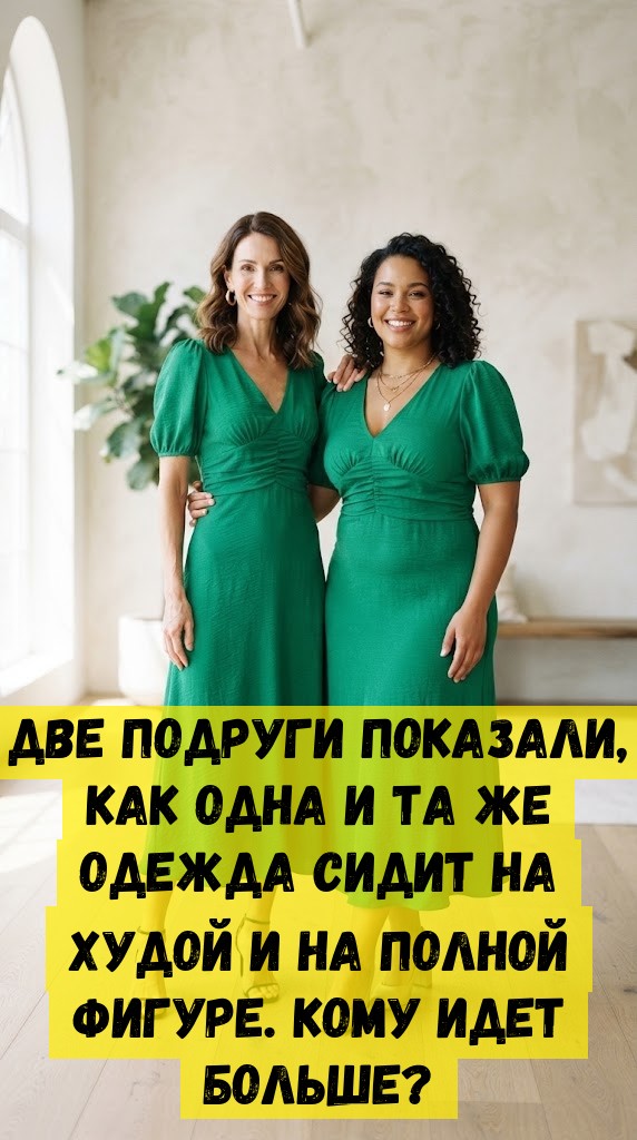 Две подруги показали, как одна и та же одежда сидит на худой и на полной фигуре. Кому идет больше?